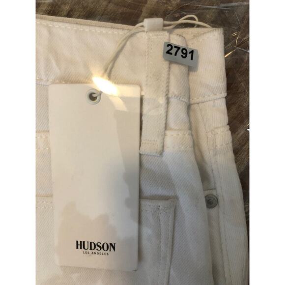 Hudson Gemma Shorts High Waist Cut Off Raw Hem Jean Denim White NWT Size 23 - Picture 9 of 9